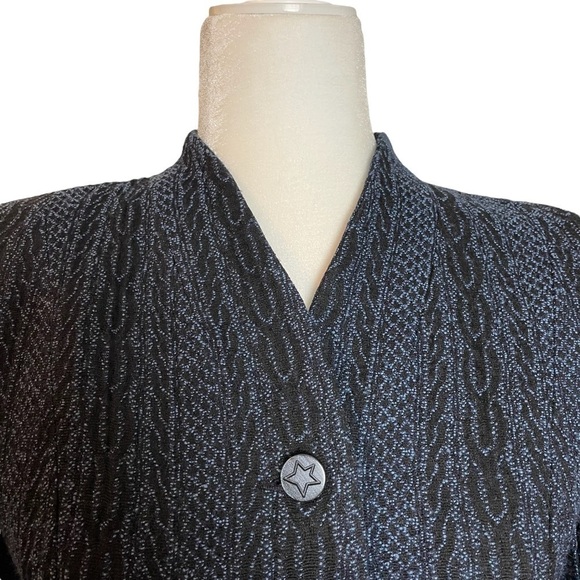 Vintage Doncaster Blue and Black Raised Pattern Blazer and Skirt Set  Sz.4P - Picture 4 of 16